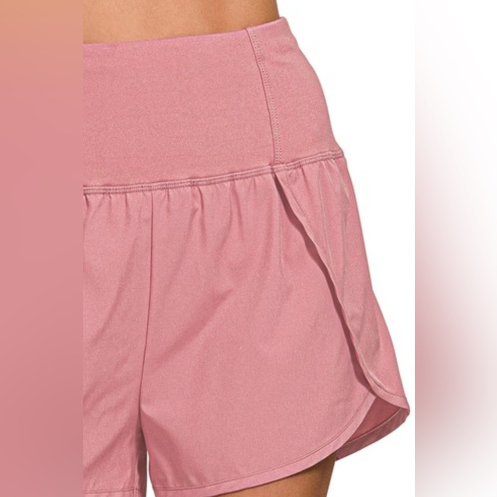 Zenana High Waisted Zippered Back Pocket Running Shorts - Picture 2 of 3